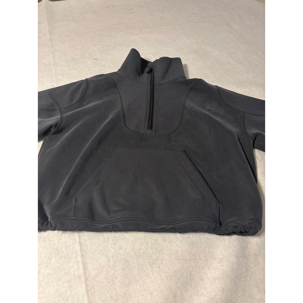 lululemo Gray Ribbed‎ Quarter Zip Pullover Sweatshirt Cropped Athletic